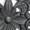 Hand-Carved Floral Wood Medallion Wall Art – Black (36" x 24”)